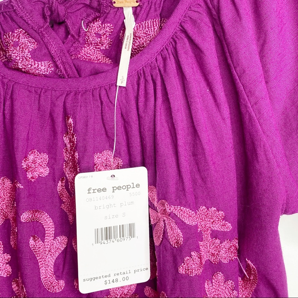 Free People NWT Small Fiona Embroidered Mini Dress - Picture 11 of 13